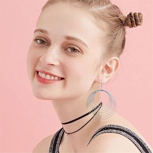 Fashion Earrings boho green geometric circle dangle earrings